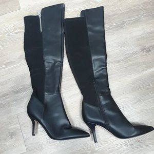 Marc Fisher Black Pointed-Toe Knee Boots